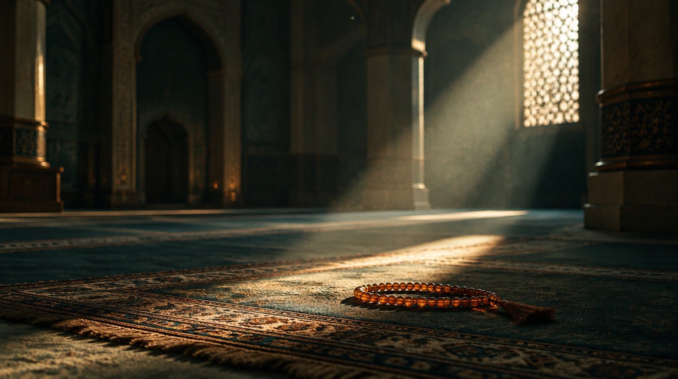 Dua ve Önemi – cami içinde seccadeye düşen ışık ve tesbih
