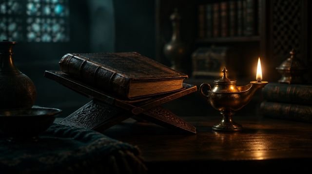 Hadis kategorisi – rahlede el yazması ve kandil